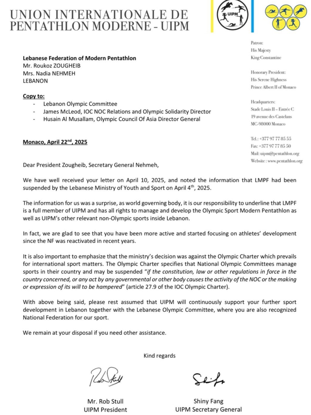 The International Federation Appreciates the Efforts of the Lebanese Federation and Warns Against Political&nbsp;Interference